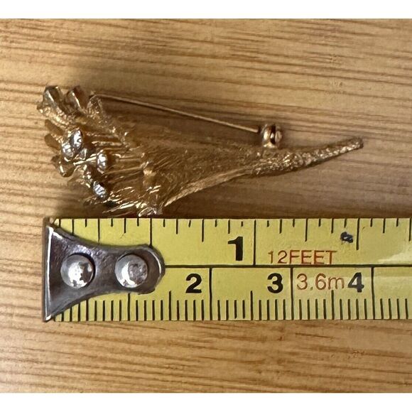 CASTLECLIFF GOLD AND RHINESTONE FLOWER PIN BROOCH VINTAGE - Picture 6 of 6